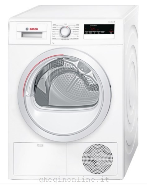 Bosch Serie 4 WTH85207IT, Libera installazione, Caricamento frontale, Pompa di calore, Bianco, Manopola, Touch, Destra