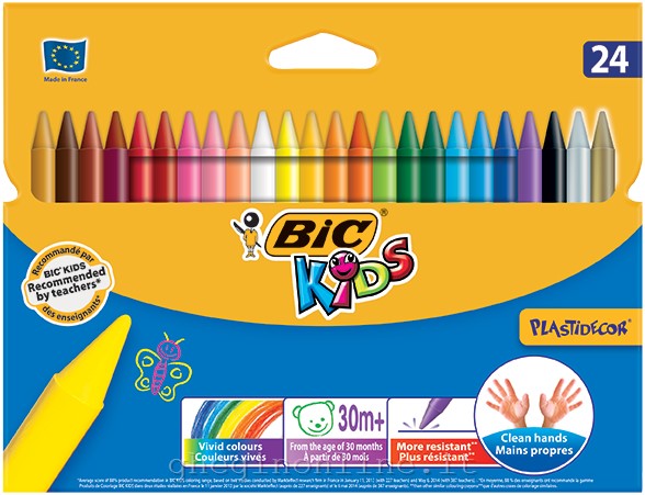 Pastelli a cera Bic 829772 Plastidecor Kids Colori assortiti