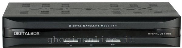 STBDB1 DigitalBox Imperial DB 1 basic. Fonte segnale: Satellite, Formato: 4:3, 16:9. Tipologia display: LED. Tensione di ingresso AC: 100-240 V, Frequenza di ingresso AC: 50/60 Hz, Consumi: 15 W. Lar