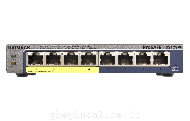 Netgear GS108PE Gestito Gigabit Ethernet (10/100/1000) Supporto Power over Ethernet (PoE) Nero