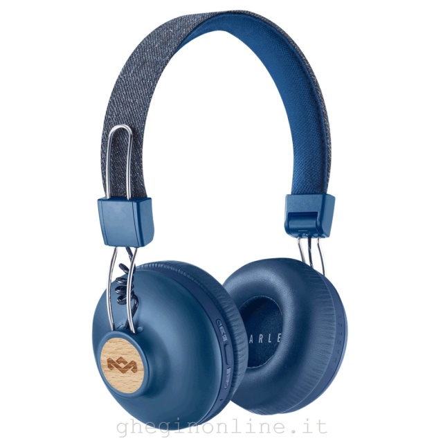 The House Of Marley Positive Vibration 2 Wireless Cuffia Padiglione auricolare Connettore 3.5 mm Micro-USB Bluetooth Blu