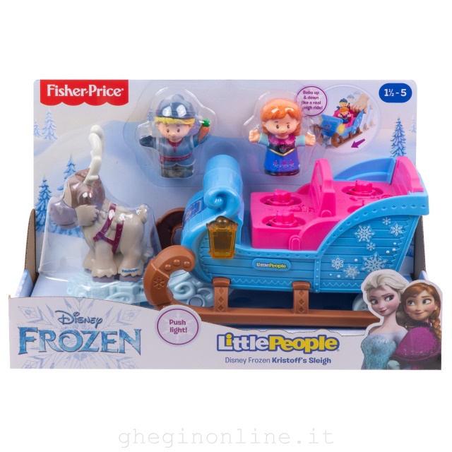 Fisher-Price Little People Slitta con Anna, Kristoff e il suo amico Sven la renna, GGV30