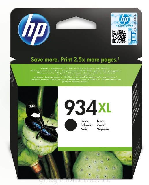 Cartuccia originale inchiostro nero ad alta capacità HP 934XL HP Cartuccia originale inchiostro nero ad alta capacità 934XL, Resa elevata (XL), Inchiostro a base di pigmento, 25,5 ml, 1000 pagine, 1 