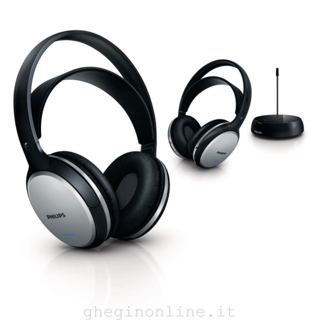 Philips Cuffia HiFi wireless SHC5102/10, Cuffie, Padiglione auricolare, MUSICA, Nero, Argento, Senza fili, 100 m