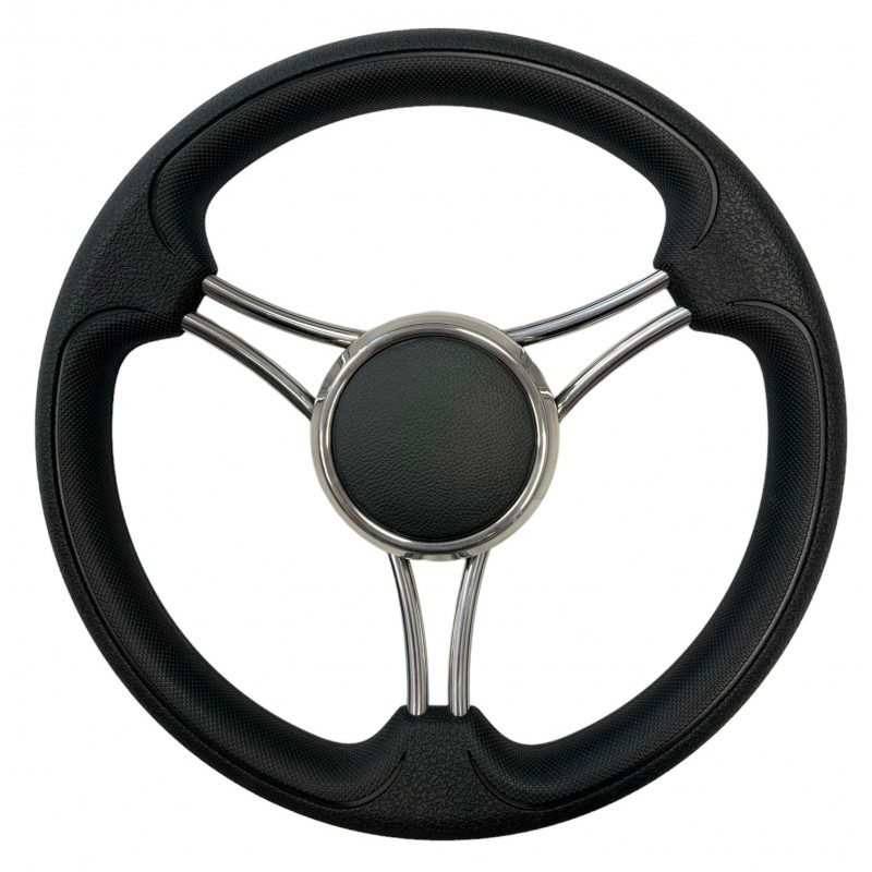 RUOTA TIMONE NERO PELLE Ø MM.350