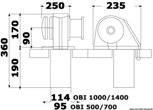 Verricello Italwinch Obi 1000 W - 12 V con campana - barbotin 8 mm - 02.408.05