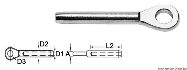 Terminale inox occhio Ø 3 mm - 05.190.03