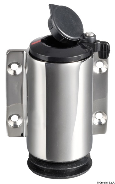 Basetta a parete inox cappuccio nero 2 contatti - 11.000.14