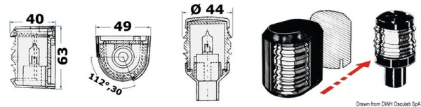 Fanale Utility 88 testa/albero - 11.412.03