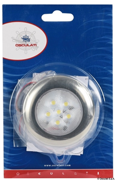 Luce di cortesia rotonda ghiera inox 6 LED blu - 13.179.53