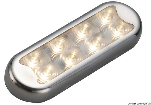 Plafoniera Bimini inox compatta a 8 LED  fondo piatto, senza interruttore - 13.525.01