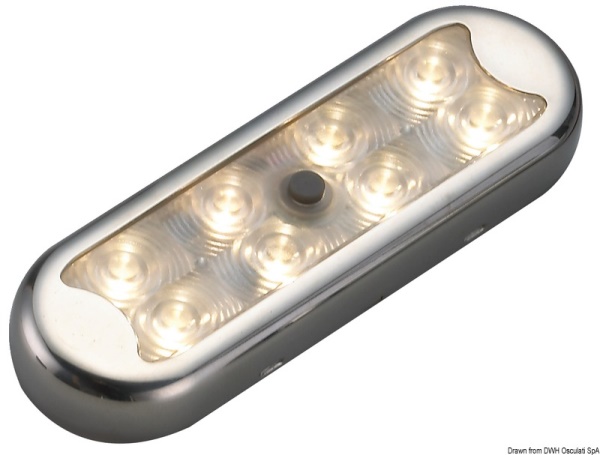 Plafoniera Bimini inox compatta a 8 LED fondo piatto, con interruttore - 13.525.02