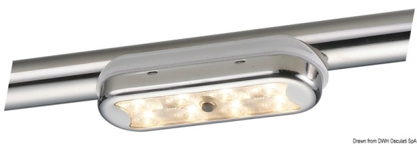 Plafoniera Bimini inox compatta a 8 LED fondo curvo, con interruttore - 13.525.04