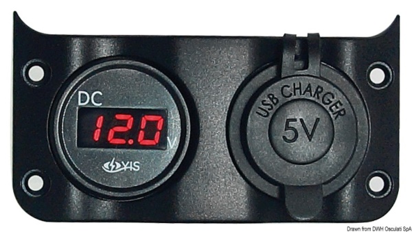 Voltometro 3/30 V + presa USB doppia - 14.104.09