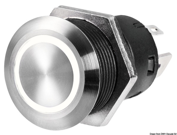 Interruttore FLAT inox ON-OFF 24 V rosso - 14.215.10