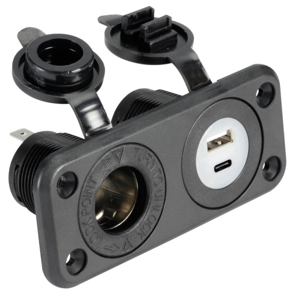 Presa accendisigari + USB-A + USB-C nera - 14.516.06