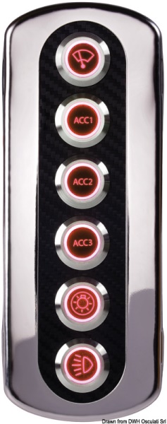 Pannello interruttori in fibra di carb. LED rosso - 14.850.10