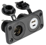 Osculati - Presa accendisigari + USB-A + USB-C nera