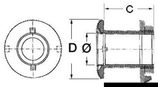Scarico a mare inox 1" 1/2 x 112 mm - 17.422.85