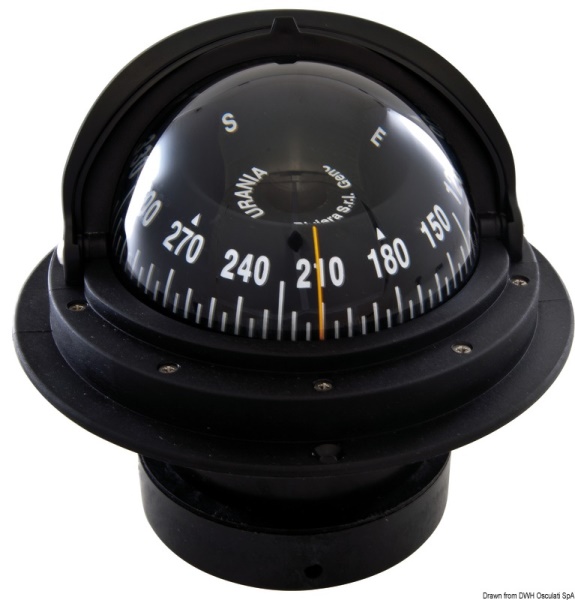 Bussola Riviera 4" con coperchio nera/nera rosa frontale - 25.028.17