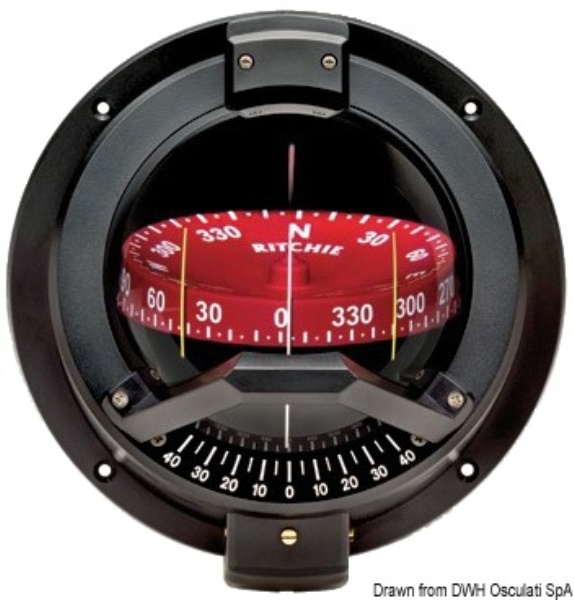 Bussola Ritchie Venturi Sail 3"3/4 nera/rossa - 25.088.02