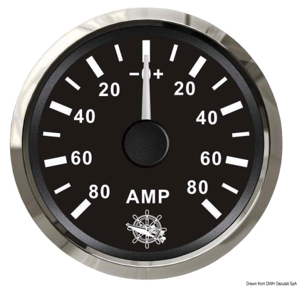 Amperometro con shunt 80 A nero/lucida - 27.321.24
