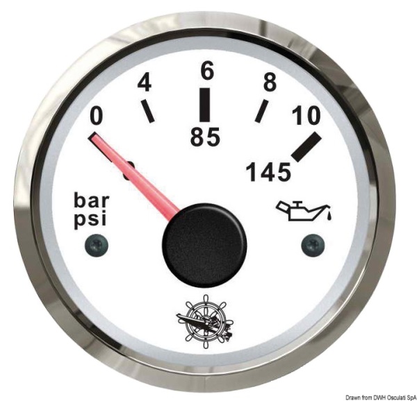 Indicatore pressione olio 0-10 bar bianco/lucida - 27.322.11