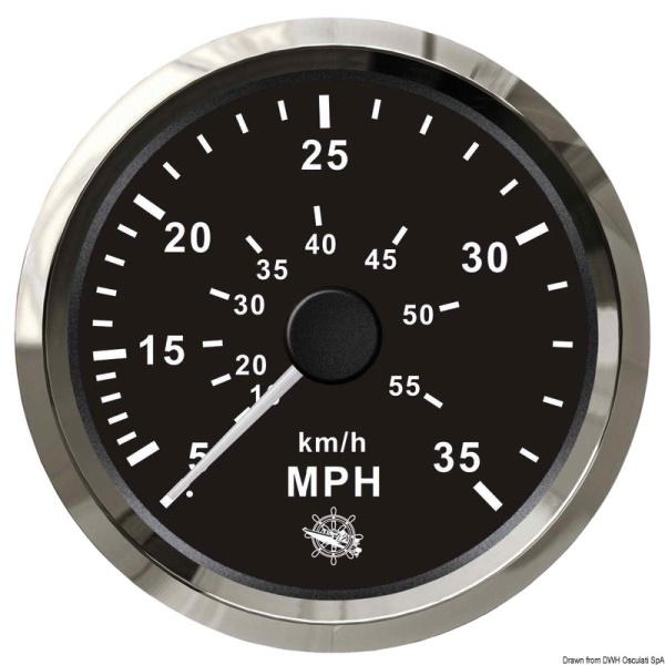 Spidometro Pitot 0-35 MPH nero/lucida - 27.326.08