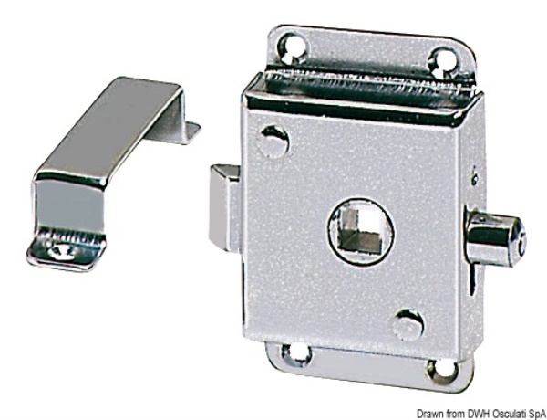 Serratura per WC ottone cromato 70x45 mm - 38.131.50