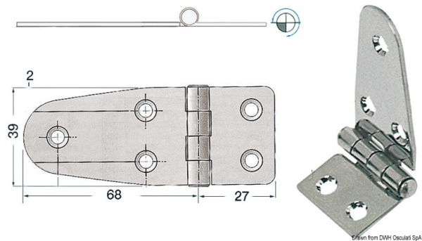 Cerniera inox asimm. 95x39 mm - 38.217.40