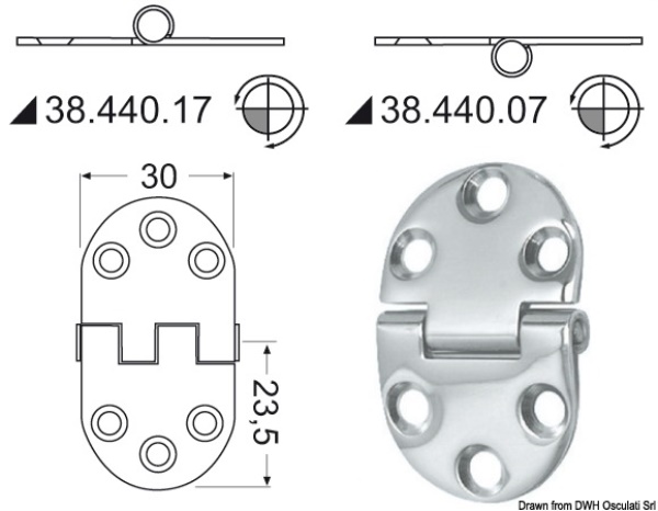 Cerniera inox 47x30 mm - 38.440.17