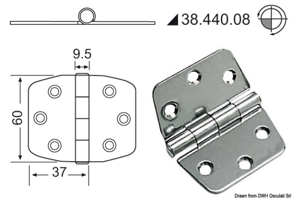Cerniera inox 74x60 mm - 38.440.08