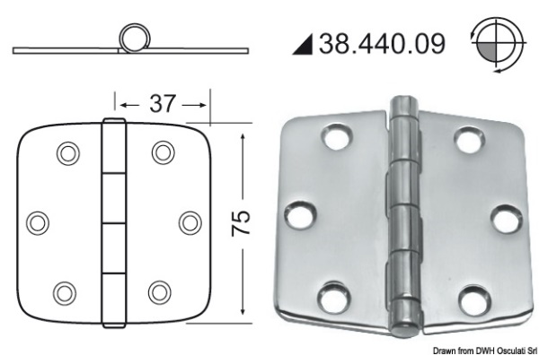 Cerniera inox 74x75 mm - 38.440.09