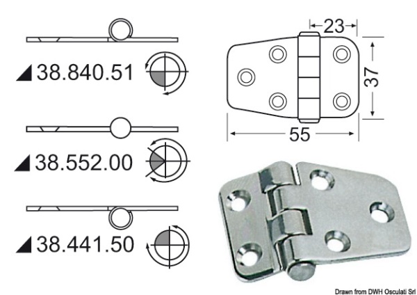 Cerniera nodo rovesciato 55x37 mm - 38.441.50