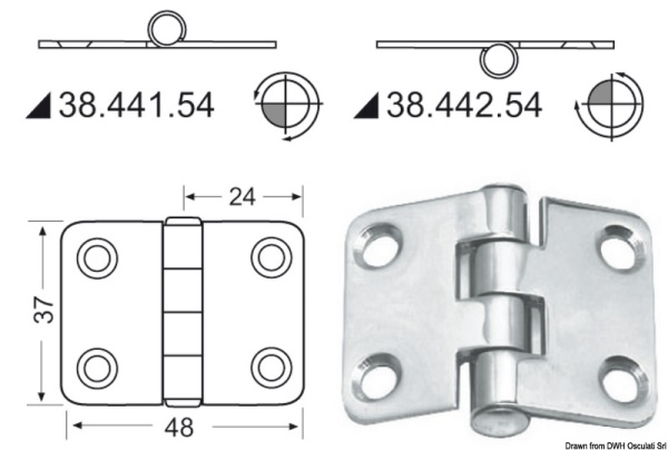 Cerniera nodo sporgente 48x37 mm - 38.441.54