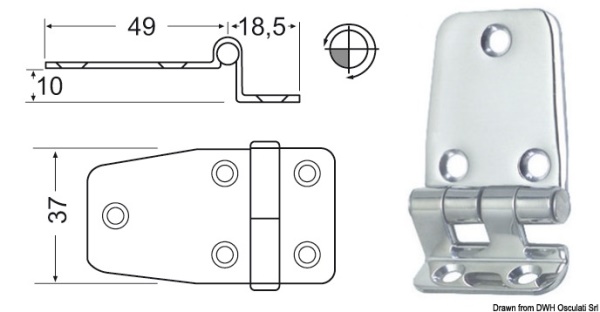 Cerniera inox a sbalzo 67,5x37 mm - 38.441.57