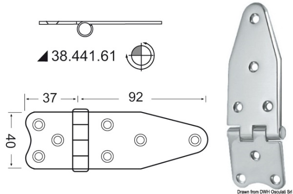 Cerniera nodo rovesc. 129x40 mm - 38.441.61
