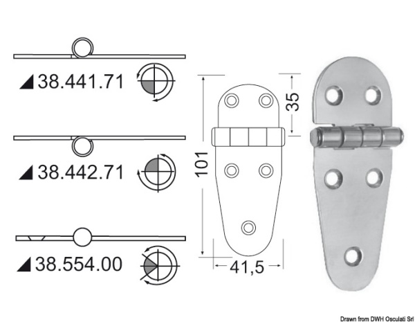 Cerniera inox 101x41,5 mm - 38.441.71