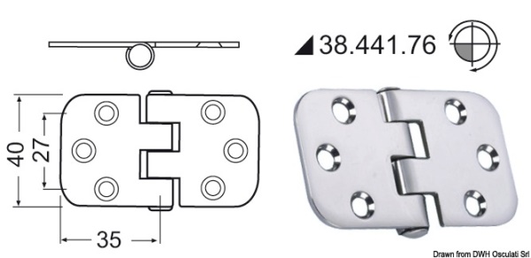 Cerniera inox rovesciata 70x39 mm - 38.441.76