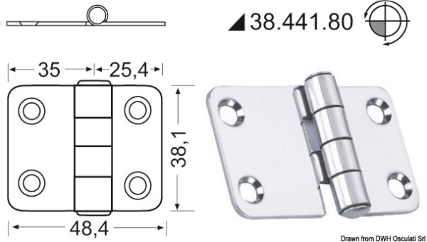 Cerniera nodo sporgente 60,4x38,1 mm - 38.441.80