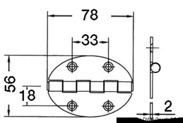 Cerniera 78x56mm 2mm viti - 38.451.01