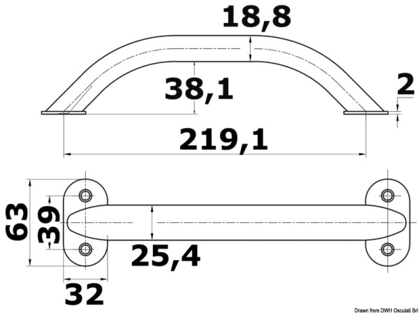 Handrail 8-5/8" (oval bracket) ss304 - 41.911.09