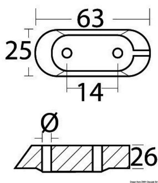 Anodo alluminio cavalletto Yamaha 4/70 HP - 43.260.44