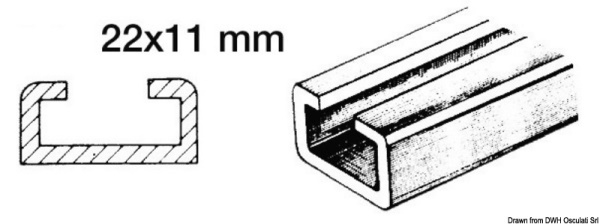 Rotaia per scorrevoli 1 m 22x11mm - 46.786.03
