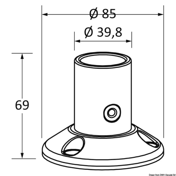 Basetta T-Top tubo 44 mm - 48.180.12