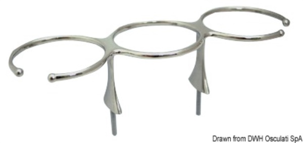 Portabicchieri inox triplo con prigionieri - 48.429.03
