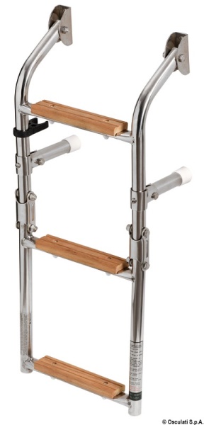 Scaletta inox/legno 3 gradini - 49.566.03