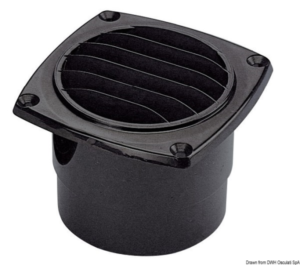 Presa d'aria ABS con collare mm 92x92 nera - 53.273.02