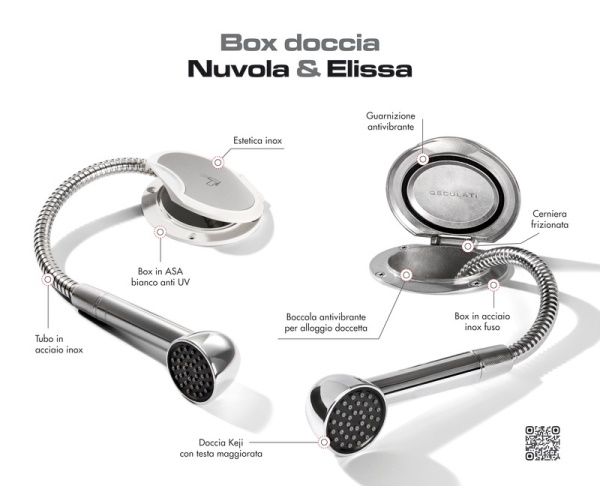 Box Elissa inox con doccia Keji tubo nylon 2,5 m - 15.304.60