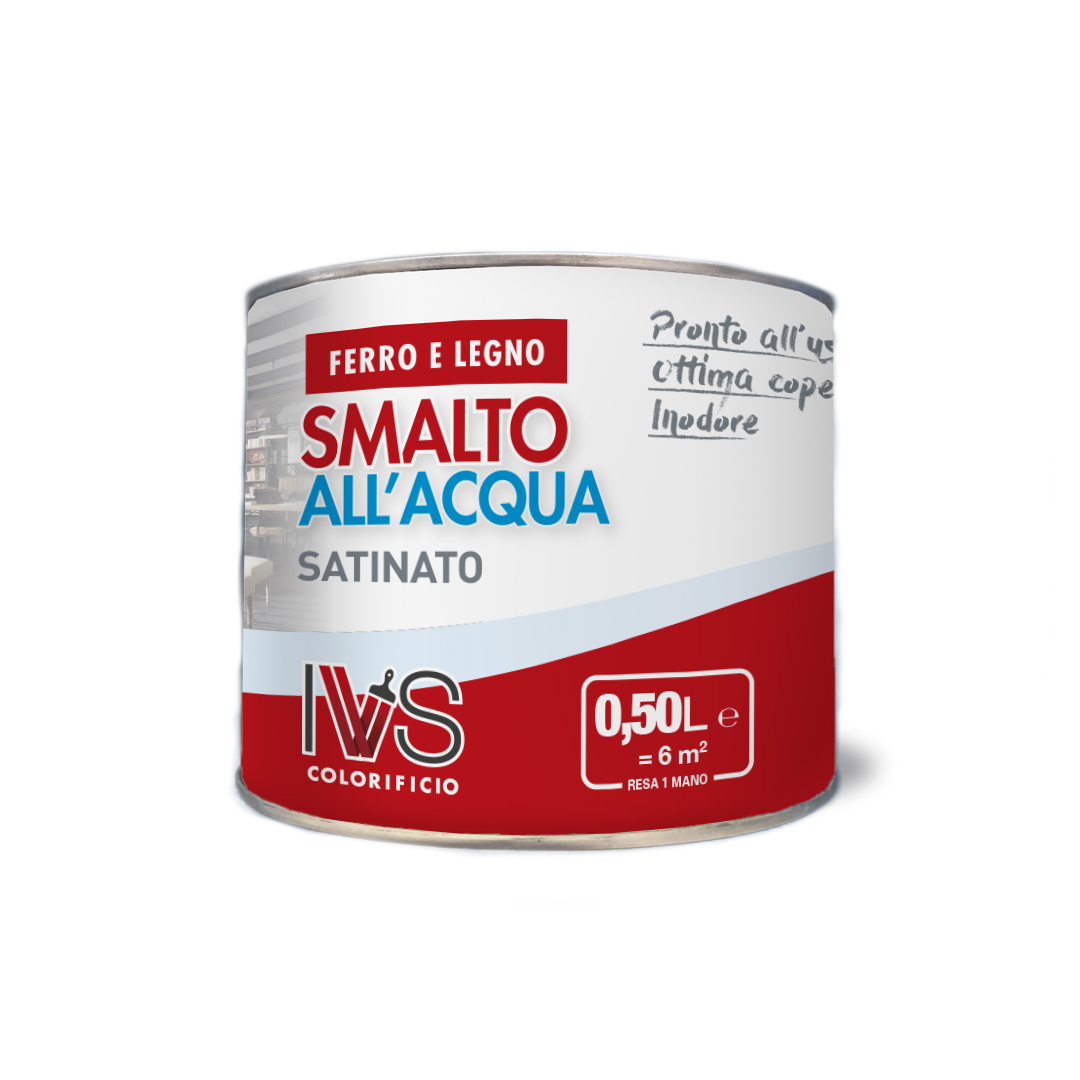 ivs SMALTO ALL'ACQUA SATINATO 0,5 LT BIANCO - 0511